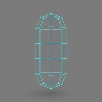 Polygonal capsule. The capsule of the lines connected dots. Atomic lattice. D 스톡 일러스트