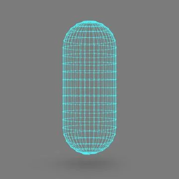Polygonal capsule. The capsule of the lines connected dots. Atomic lattice. D Stock Illustration