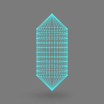 Polygonal capsule. The capsule of the lines connected dots. Atomic lattice. D Stock Illustration