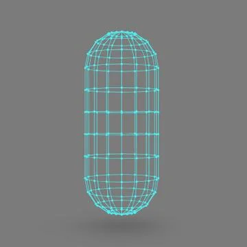 Polygonal capsule. The capsule of the lines connected dots. Atomic lattice Stockillustratie