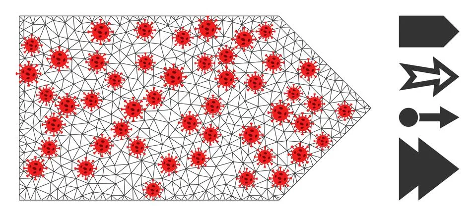 Polygonal Carcass Direction Right Icon with Pathogen Items イラスト素材
