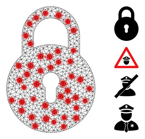 Polygonal Carcass Locker Icon with Virus Centers Stock Illustration