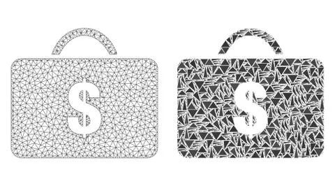 Polygonal Carcass Mesh Business Case and Mosaic Icon Stock-Illustration