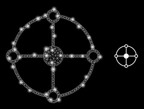 Polygonal Carcass Mesh Circle Grid Node with Magic Stock Illustration