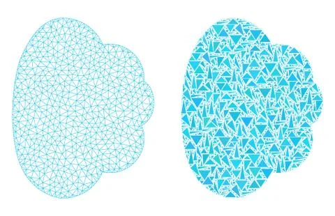 Polygonal Carcass Mesh Cloud and Mosaic Icon Stock Illustration