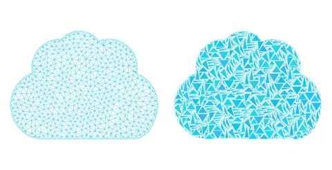 Polygonal Carcass Mesh Cloud and Mosaic Icon 스톡 일러스트