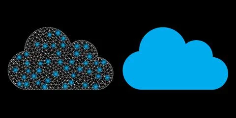 Polygonal Carcass Mesh Cloud with Lightspots Stock Illustration
