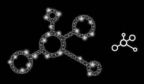 Polygonal Carcass Mesh Connectivity with Light Spots Stock Illustration