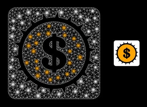 Polygonal Carcass Mesh Dollar Box with Magic Ilustración de archivo