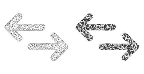 Polygonal Carcass Mesh Exchange Arrows and Mosaic Icon Stock Illustration