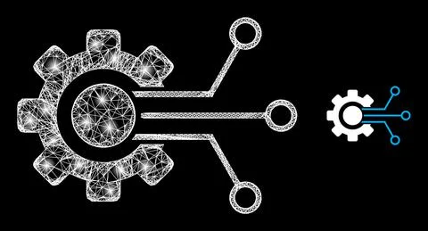 Polygonal Carcass Mesh Gear Sensor with Light Spots Illustrazione stock