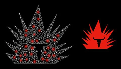 Polygonal Carcass Mesh Hell Demon with Lightspots 스톡 일러스트