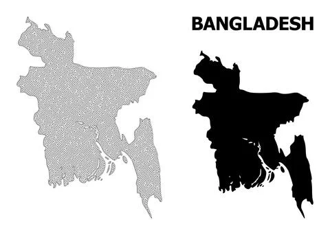 Polygonal Carcass Mesh High Resolution Vector Map of Bangladesh Abstractions 스톡 일러스트