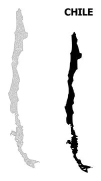 Polygonal Carcass Mesh High Resolution Vector Map of Chile Abstractions 스톡 일러스트