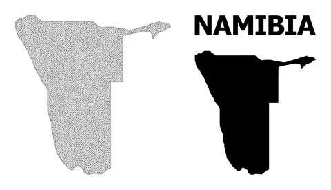 Polygonal Carcass Mesh High Resolution Vector Map of Namibia Abstractions Illustrazione stock