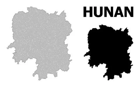 Polygonal Carcass Mesh High Resolution Vector Map of Hunan Province Abstractions Stock Illustration