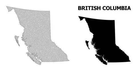 Polygonal Carcass Mesh High Resolution Vector Map of British Columbia Province Stock Illustration
