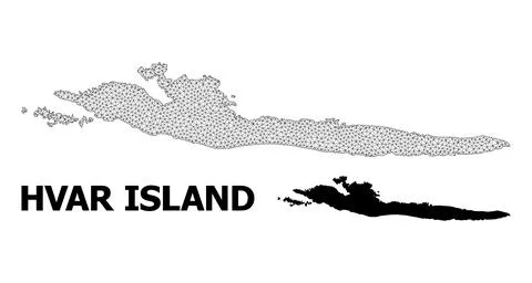 Polygonal Carcass Mesh High Resolution Vector Map of Hvar Island Abstractions Stock Illustration