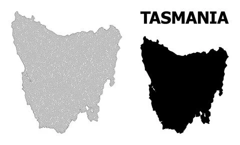 Polygonal Carcass Mesh High Resolution Vector Map of Tasmania Island イラスト素材
