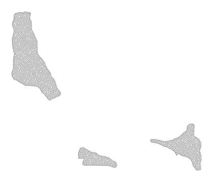 Polygonal Carcass Mesh High Resolution Raster Map of Comoros Islands Stock Illustration