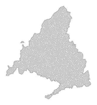 Polygonal Carcass Mesh High Resolution Raster Map of Madrid Province Stock Illustration