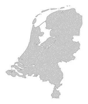 Polygonal Carcass Mesh High Resolution Raster Map of Netherlands Abstractions Stock Illustration
