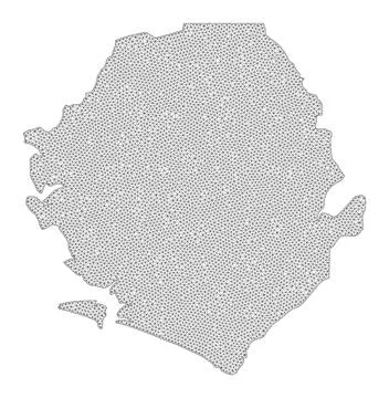 Polygonal Carcass Mesh High Resolution Raster Map of Sierra Leone Abstractions Stock Illustration