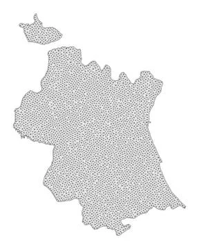 Polygonal Carcass Mesh High Resolution Raster Map of Valencia Province Stock Illustration