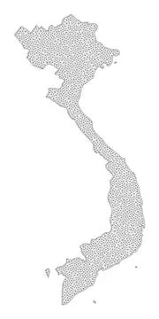 Polygonal Carcass Mesh High Resolution Raster Map of Vietnam Abstractions Stock Illustration