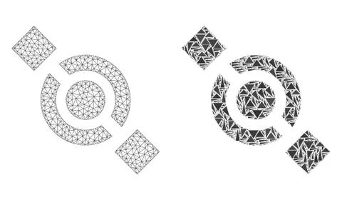 Polygonal Carcass Mesh Joint Node and Mosaic Icon 스톡 일러스트