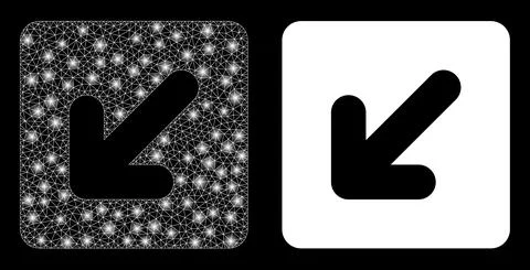 Polygonal Carcass Mesh Left Down Direction with Glare Spots Stock Illustration