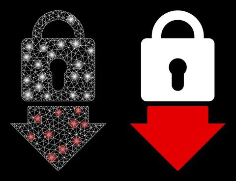 Polygonal Carcass Mesh Lock Down with Lightspots Stock Illustration