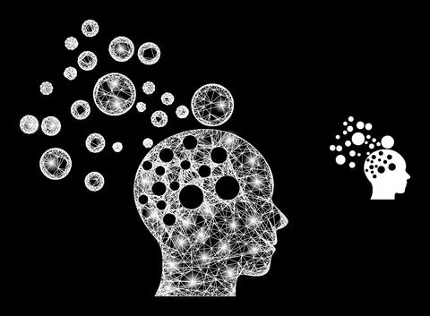 Polygonal Carcass Mesh Man Idea Generation with Light Spots イラスト素材