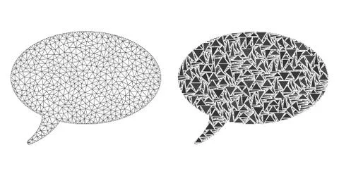Polygonal Carcass Mesh Message Cloud and Mosaic Icon Illustrazione stock