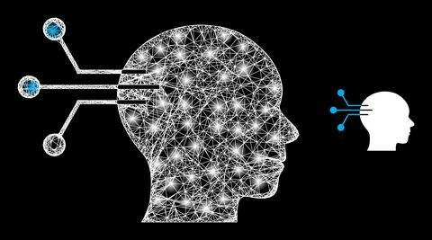 Polygonal Carcass Mesh Neural Interface with Lightspots Stockillustratie