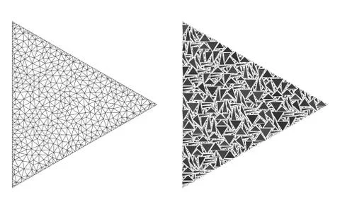 Polygonal Carcass Mesh Play Function and Mosaic Icon Illustrazione stock