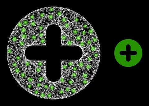 Polygonal Carcass Mesh Plus with Light Spots Stock Illustration