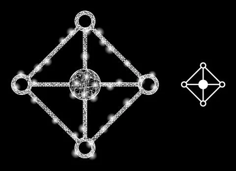 Polygonal Carcass Mesh Rhombus Grid Node with Lightspots Stockillustratie