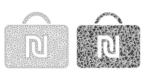 Polygonal Carcass Mesh Shekel Case and Mosaic Icon Stock-Illustration