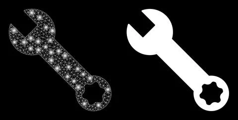 Polygonal Carcass Mesh Spanner with Light Spots 스톡 일러스트