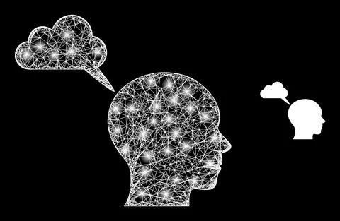 Polygonal Carcass Mesh User Mental Cloud with Glare Spots Stock Illustration