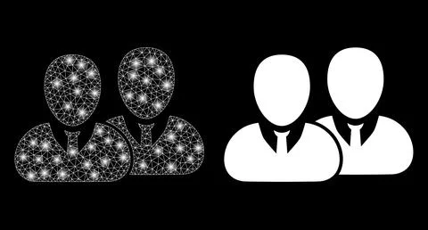 Polygonal Carcass Mesh Users with Light Spots Stock Illustration