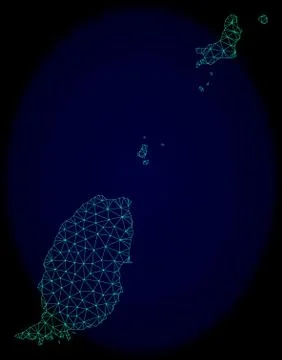 Polygonal Carcass Mesh Vector Abstract Map of Grenada Islands Illustrazione stock