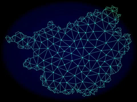 Polygonal Carcass Mesh Vector Abstract Map of Guangxi Zhuang Region Stock-Illustration