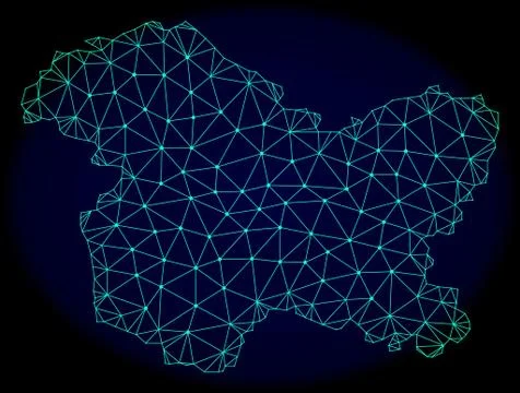 Polygonal Carcass Mesh Vector Abstract Map of Jammu and Kashmir State Stock Illustration