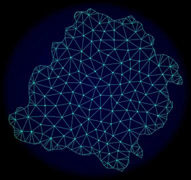 Polygonal Carcass Mesh Vector Abstract Map of Lodz Province Stock Illustration