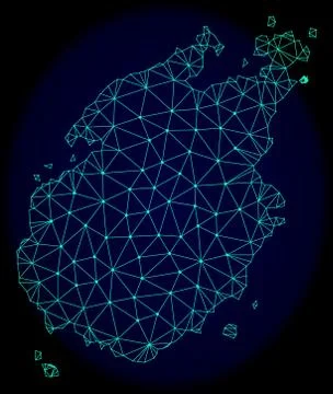 Polygonal Carcass Mesh Vector Abstract Map of Paros Island Stock Illustration