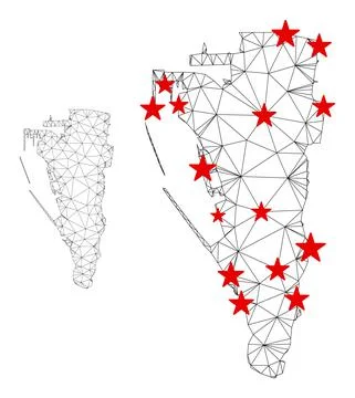 Polygonal Carcass Mesh Vector Gibraltar Map with Stars Stock Illustration