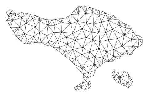 Polygonal Carcass Mesh Vector Map of Bali Island Stock Illustration