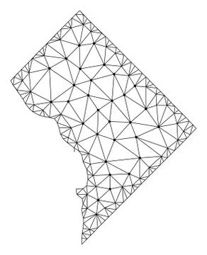 Polygonal Carcass Mesh Vector Map of District Columbia Stock Illustration